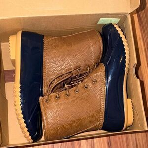 JBU Men's Brown and Navy Waterproof Lace-Up Rain & Snow Boots